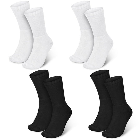 Silicherry 4 Pairs Cotton Soft Eczema Socks White and Black Hydrating Moisturizing Therapy Cotton Socks Eczema Relief for Adult Wet Wrap Non Itch Soft Feet Treatment
