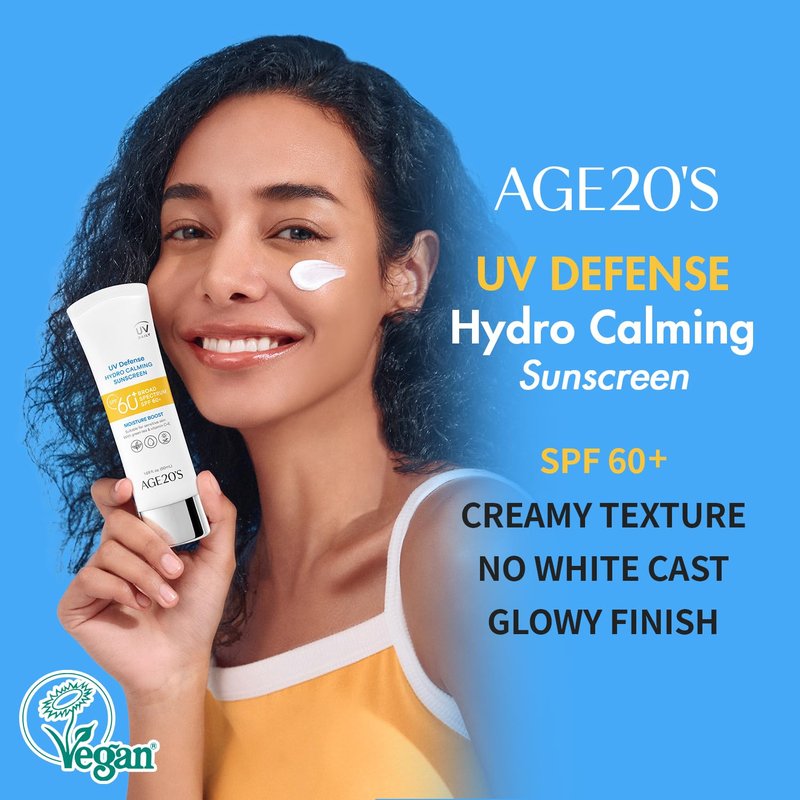AGE20'S UV Defense Hydro Calming Sunscreen SPF 60+ - Lightweight, Moisturizing Formula with Green Tea & Aloe Vera | 1.69 fl. oz.