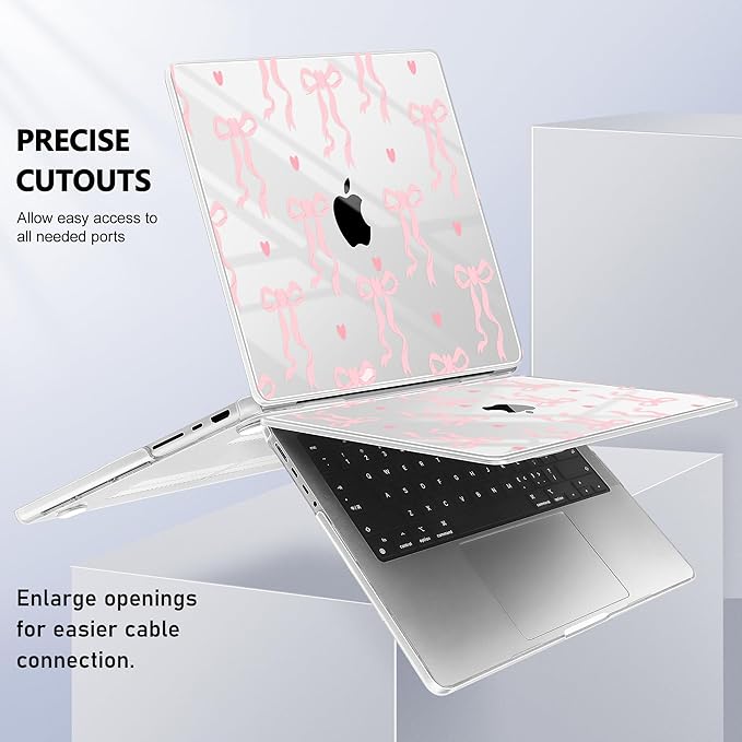Lepeoac for MacBook Pro 16 inch Case M1 M2 M3 M4 M5 Pro/Max with Liquid Retina XDR, Release 2021-2025 2026 A3429 A3428, Hard Shell Case with Screen Protector & Keyboard Cover, Bow