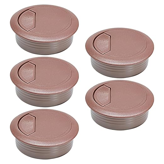 EASYEAH 5 Pcs Desk Grommet 2-1/16" / 53 mm, Desk Cord Hole Cover, Cable Grommet ABS Plastic, Desk Hole Grommet for Home & Office Pc, Detachable Adjustable Cable Cord Organizer-Reddish Brown