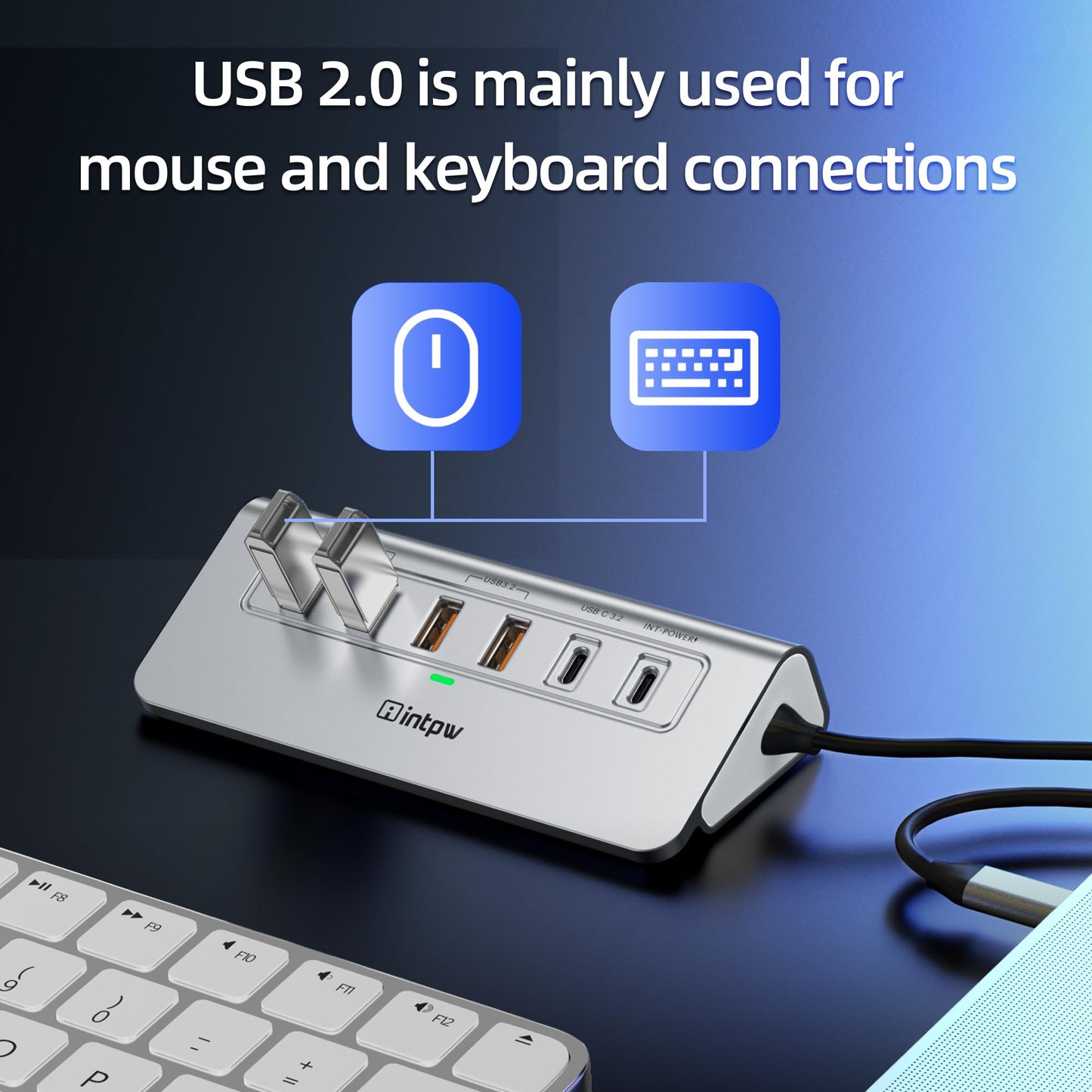 intpw P9R PRO USB C Hub Ethernet, 10Gbps USB C Docking Station 10-in-1 with Type-C & 2 Type-A 3.2 Data, LAN, 4K@60Hz, 2 USB A 2.0, PD 100W, SD/TF Ports, 3.28FT Powered USB Hub for PC, iPhone 17, Mac