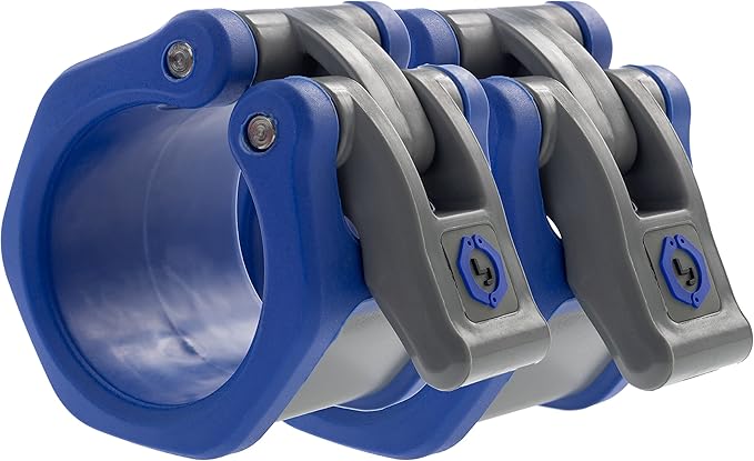 Lock-Jaw Barbell Collars HEX Olympic Barbell Clamps 2 Pcs – Heavy Duty Bar Clamps for 2” & 50mm Olympic Bars – Secure Weight Bar Clamps for Strength Training & Home Gym Accessories – Blue