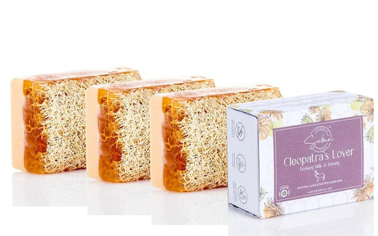 Donkey Milk & Honey Exfoliating Loofah Bar Soap | Nourishing, Hydrating, Moisturizing | 3 Pack (4.4 oz Each)