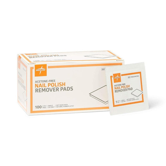 Medline Nail Polish Remover Pads - Acetone Free, Travel-Friendly, Case of 1000