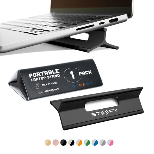 Steepy Portable Laptop Stand for Desk – Adjustable Height, & Portable Laptop Holder – Ergonomic Computer Stand for Cooling & Comfort – Slip-Proof, Sturdy Design – Universal Fit for 13-17 Inch Devices