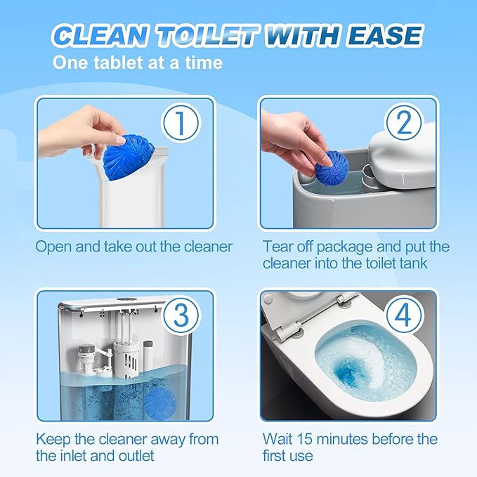 KIISIISO Automatic Toilet Bowl Cleaners Tablets,18 Pack Multipurpose Commercial Household Bathroom Cleaners,Long-lasting 300 brushes Toilet Cleaner, Pine Scent