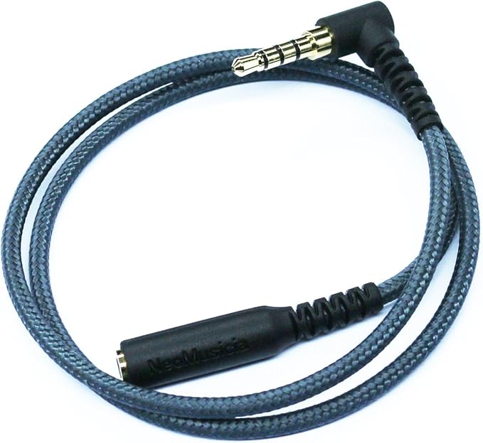 KetDirect 50cm(1.5ft) Right Angle 4 Pole 3.5mm 1/8 inch Male to 4 Pole 3.5mm 1/8 inch Female Stereo Audio Headphone Earphone Extension Cable Adapter Cord Tangle-Free Braided Wire