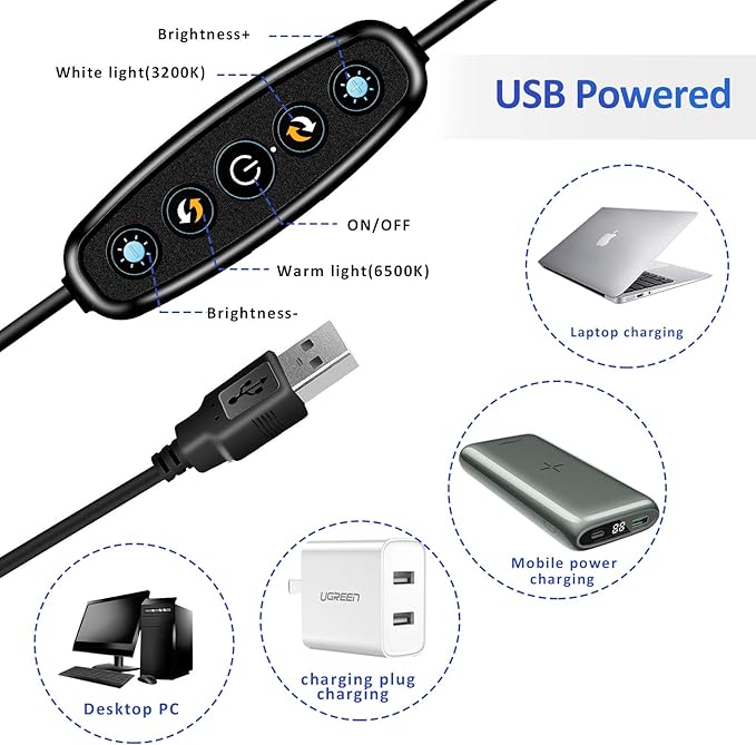 Cyezcor Video Conference Lighting Kit, Ring Light for Monitor Clip On,for Remote Working, Distance Learning,Zoom Call, Self Broadcasting and Live Streaming, Computer Laptop Video Conferencing