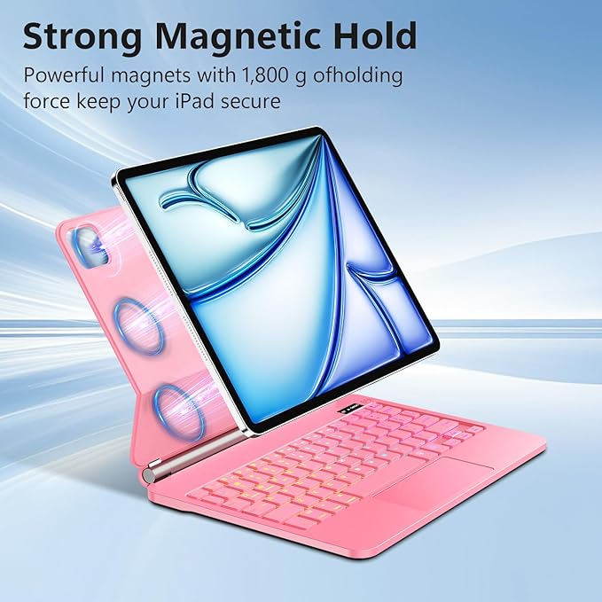LINHUANXILE Keyboard Case for iPad Air 13 inch,iPad Pro 12.9 inch (3/4/5/6th Gen),Easy-Set Floating Cantilever Stand Magic Magnetic Case- Multi-Touch Trackpad Backlit Keyboard