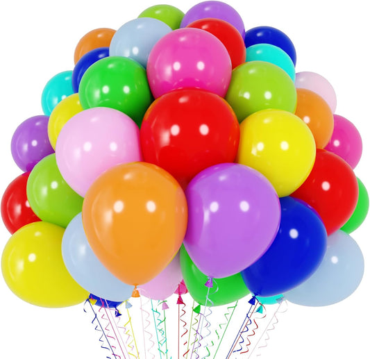 Voircoloria 120pcs Rainbow Latex Balloons - 12 Inch Colorful Decorations for Birthday, Baby Shower & Wedding