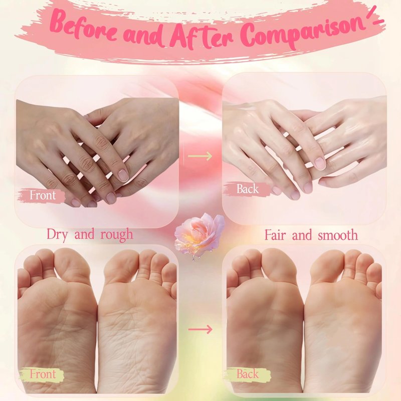 4 Pairs Paraffin Wax Gloves & Socks Set，Spa and Home Paraffin Wax for Hand and feet，Rose