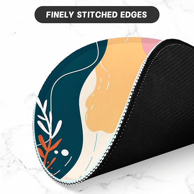 ITNRSIIET Round Mouse Pad with Stitched Edge Premium-Textured Waterproof Non-Slip Rubber Base Desktop Protection Mat Diameter 8.7 inches, Art Style Pattern