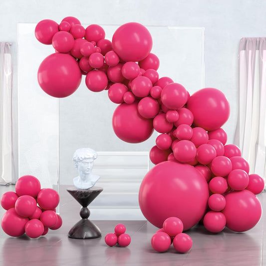 PartyWoo Hot Pink Balloons - 100 Pcs Balloon Arch Kit | Various Sizes for Valentine's Day & Birthday Decor