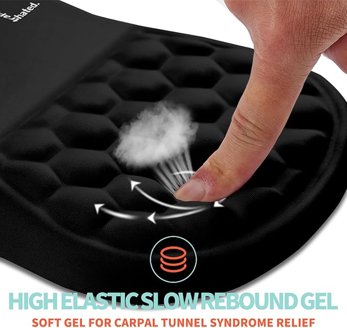 Kuosgm Ergonomic Mouse Pad Wrist Support with Memory Foam Massage Bulge, Carpal Tunnel Pain Relief Mousepad Wrist Rest for Mouse(12x8 inch, I Am Fine)