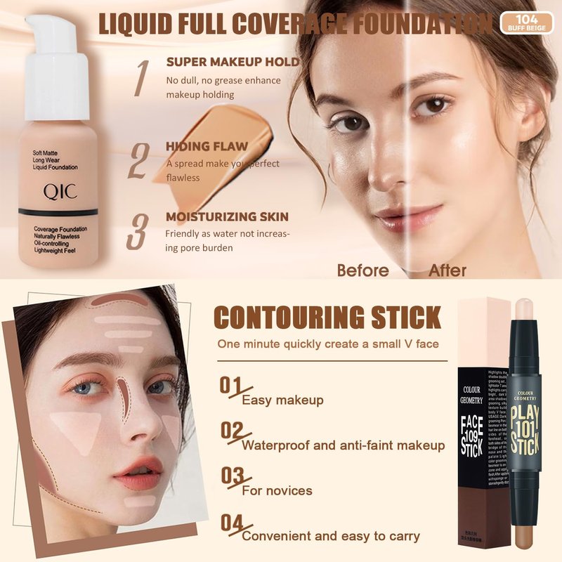 All in One Makeup Kit for Women Full Kit,Travel Make Up Gift Set for Women Teens Girls, Includes Eyeshadow,CC,Foundation,Lipstick,Mascara,Brush,Sponge,Brow Powder & Soap,Eyeliner,Primer,Contour,Bag