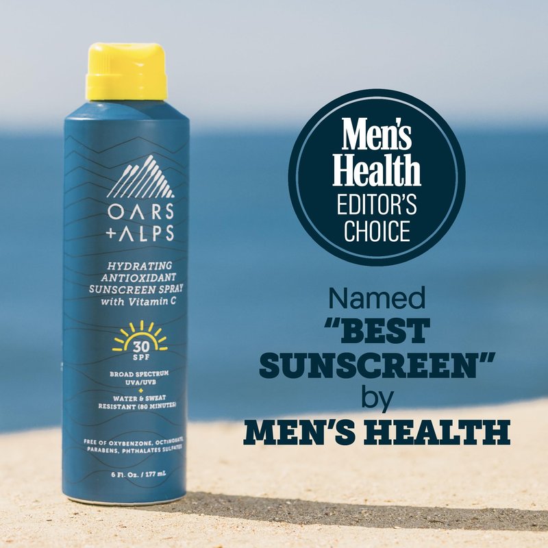 Oars + Alps SPF 30 Face & Body Broad Spectrum Sunscreen Spray | Fast-Absorbing, Lightweight, Non-Greasy, Hawaii Reef Act 104 Compliant, Water-Resistant, Octinoxate + Oxybenzone Free, 6 Oz, 2 Pack