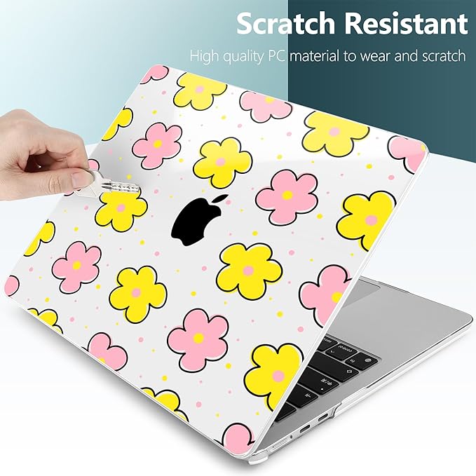 TWOLSKOO Compatible with MacBook Air 13 inch Case M5 2026 M4 2025 M3 M2 2024-2022 A3449 A3240 A3113 A2681, Plastic Hard Shell & Keyboard Cover for MacBook Air 13.6 inch Case, Cute Flowers