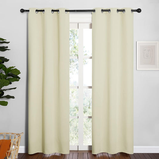 NICETOWN Blackout Curtains - Thermal Insulated Drapes with Grommet Top | Beige, 34" W x 84" L, Set of 2