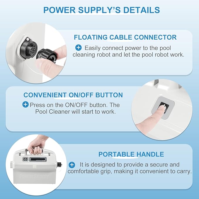 9995672-US-ASSY Power Supply with Power Cord Replacement for Dolphin Maytronics Atlantis, DX3, DX3S, Endeavor, M3, Nautilus(Old), Nautilus CC Plus(Old), Neptune, Primal, Quest Robotic Pool Cleaners