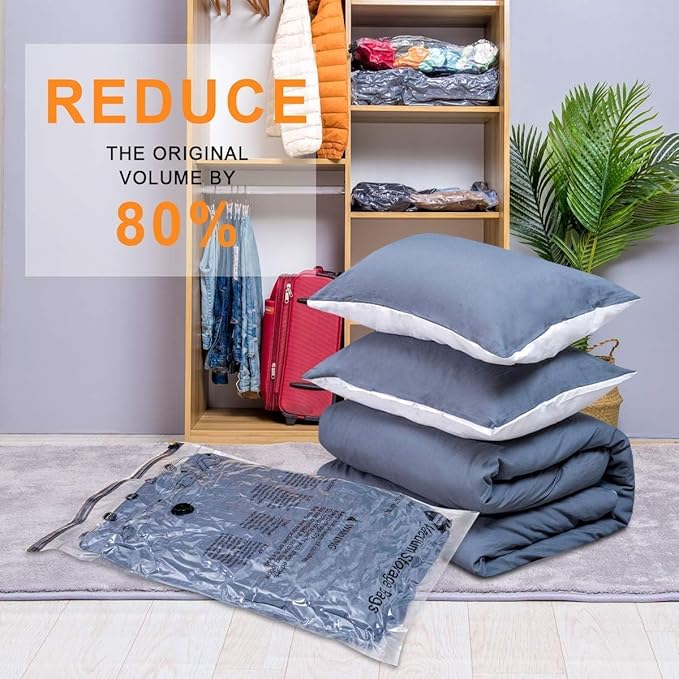 GONGSHI Vacuum Storage Bags, Space Saver Seal Bags For Clothing, Travel Luggage,Blankets, Comforters, Pillows, Clothes Storage.20 Combo