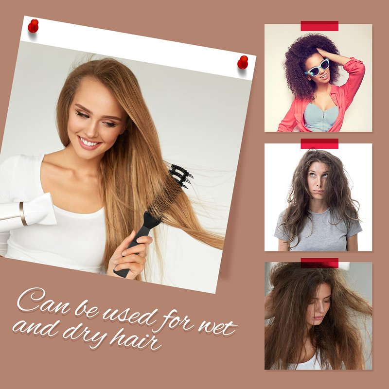 Patelai 3 Pieces Vent Hair Brush for Men Women Black Plastic Styling Hair Brush Anti Static Bristles for Wet Short Curly Straight Hairs Blow, Drying Quickly, Speed Blow Pain-free Detangling Brushes