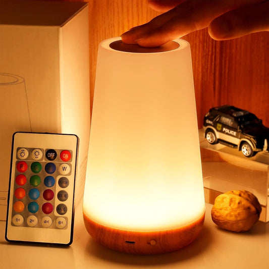 THAUSDAS Dimmable Touch Lamp - Portable Night Light with 5 Brightness Levels & 13 RGB Colors