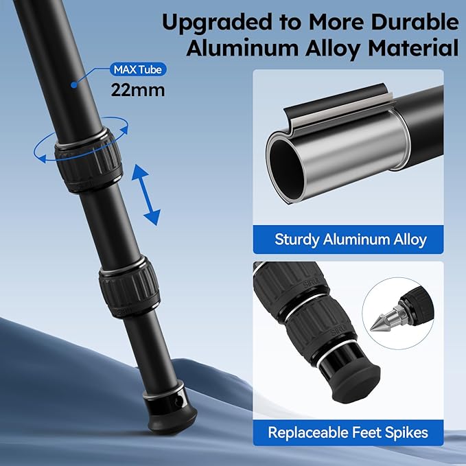 SIRUI Aluminum Alloy Desktop Tripod, 1.9lbs Mini Lightweight Tripod with Low-Profile Ball Head, Compact Design, 33lbs Load, 16.7" Max Height, for DSLR, Mirrorless Camera, Phone, Vlogging