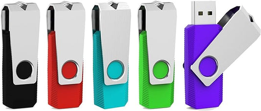Aiibe 32GB 32G Flash Drive USB 3.0 Thumb Drive 32GB USB Flash Drive 5 Pack USB Drives with Led Light (32G, 5 Colors: Black Red Cyan Green Purple)
