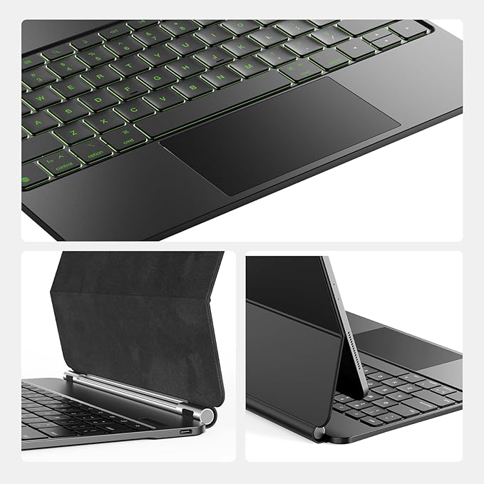 CSZZACME for iPad Pro 13 inch M5 2025 & M4 2024 case with Keyboard M4,Magnetic Attach,Multi-Gesture Trackpad,7-Color Backlit,Shortcut Keys,Auto Sleep/Awake,Magic Keyboard for iPad Pro 13-inch, Black