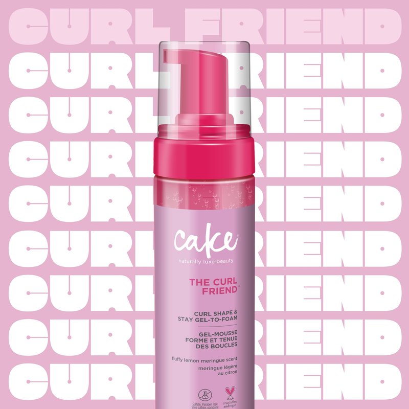 Cake Beauty Gel-to-Foam Curl Styler, The Curl Friend – High Hold Curl Defining Gel, Frizz Protection, Coconut Oil & Shea Butter - For Curly Hair- 6.8 fl oz./ 200 mL