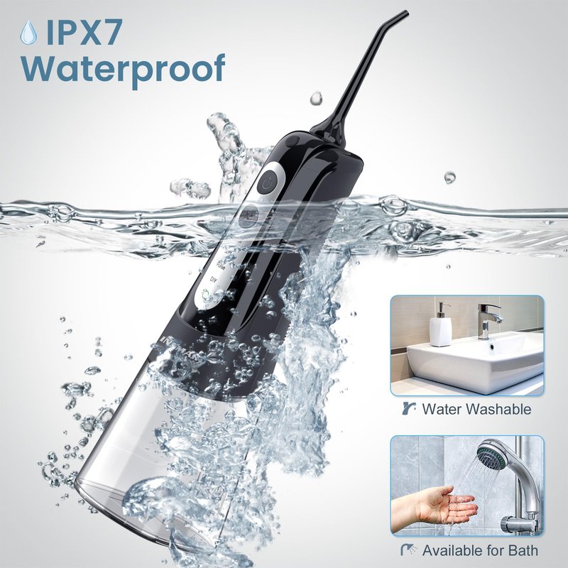 Cordless Water Dental Flosser Teeth Cleaner, INSMART Professional 300ML Tank DIY Mode USB Rechargeable Dental Oral Irrigator for Home and Travel, IPX7 Waterproof 6 Modes Irrigate for Oral Care