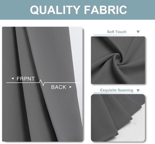 ChrisDowa Blackout Curtains - 84-Inch Thermal Insulated Grommet Panels Set for Bedroom & Living Room (Grey, 2 Panels)