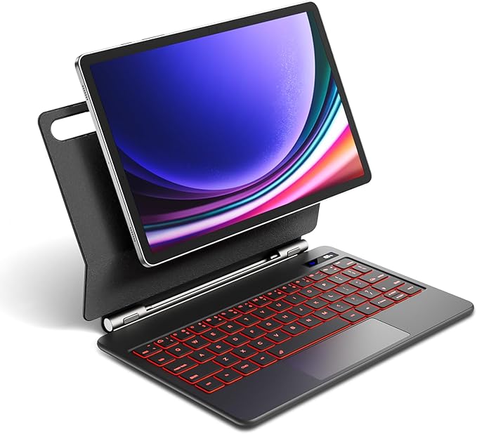 Magnetic Keyboard Case for Samsung Galaxy Tab S10 Lite/S10 FE/S9 FE 5G 10.9", S11/S9 11",Wireless Backlit Keyboard Case Floating Cantilever Stand Multi-Touch Trackpad with S Pen Slot,LED Display