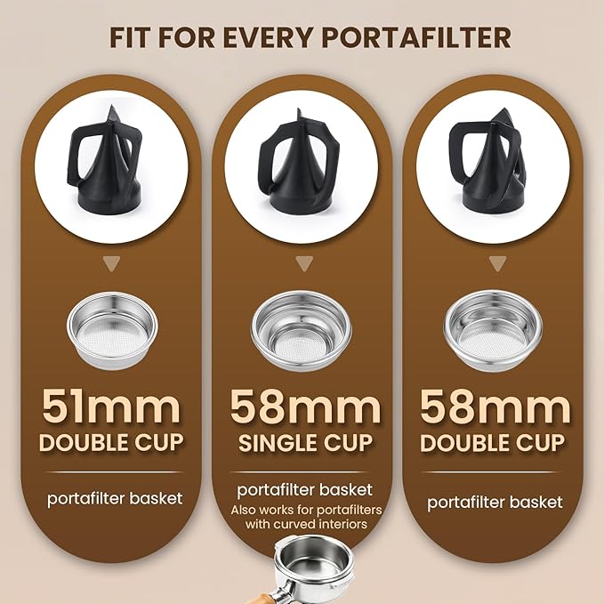 Huanyu Portafilter Cleaner Electric, 3L with Dual Brush Heads, 3 Scrapers for 58mm and 51mm Portafilters, Automatic Coffee Grounds Cleaning Machine