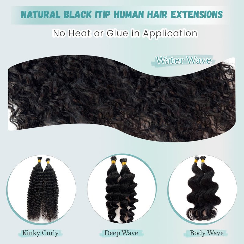 Licoville I Tip Hair Extensions Kinky Straight Microlink Extensions 18 Inch 50G Cold Fusion Keratin Tip Bundles Soft Natural Black Kinky Straight Real Human Hair I Tips for Black Women