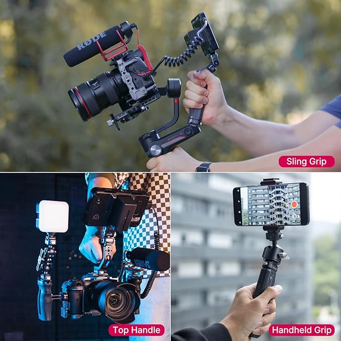 FALCAM F22 Camera Top Handle with Quick Release, Detachable Aluminum Grip for Mirrorless & DSLR Cage,Sling-Mode Shoulder Shooting,1/4"-20 Cold Shoe Compatible with Sony Canon Nikon Fujifilm Cinema Rig