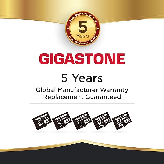GIGASTONE 16GB Micro SD Card 5-Pack, FHD Video, Surveillance Security Cam Action Camera Drone, 85MB/s Micro SDHC UHS-I U1 Class 10, with Adapters