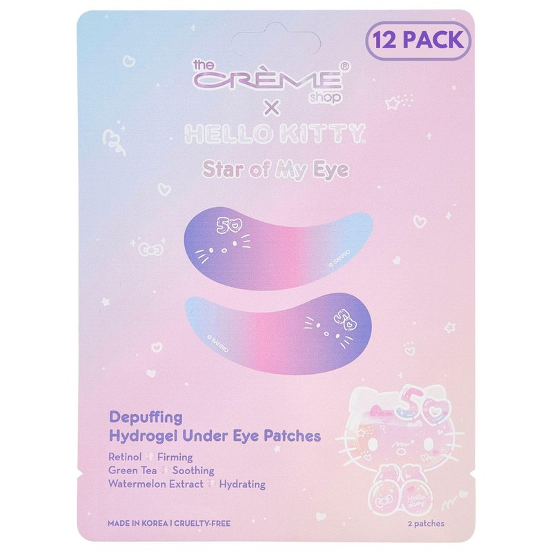 The Crème Shop x Hello Kitty Star Of My Eye Depuffing Hydrogel Under Eye Patches, Hydrating Under Eye Patches for Puffy Eyes and Dark Circles - 50th Year Anniversary Limited Edition (Pack of 12)