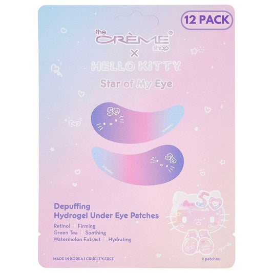 The Crème Shop x Hello Kitty Star Of My Eye Depuffing Hydrogel Under Eye Patches, Hydrating Under Eye Patches for Puffy Eyes and Dark Circles - 50th Year Anniversary Limited Edition (Pack of 12)