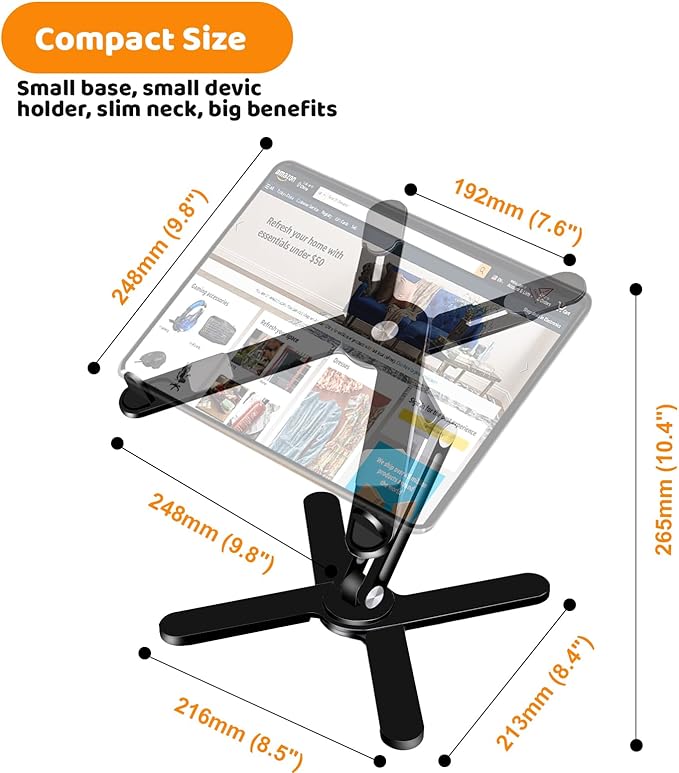 Moallia N86 360 Rotating Laptop Stand, Adjustable Height & Angle, Ergonomic Metal Riser for Desk Collaborative Work, Fully Foldable for Easy Storage, Fits All MacBook & Laptops up to 16 inches, Black