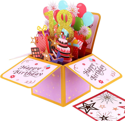 PEUTIER 3D Happy Birthday Pop-Up Card - Creative Design with Classic Envelope & Note for All Ages