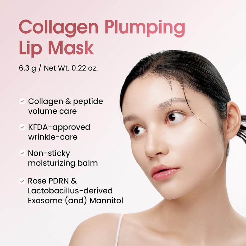 Collagen Glow Plumping Lip Mask - Non-Sticky Overnight Hydration with Collagen & Peptides | 6.3 g / 0.22 oz.