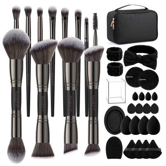 MAGEFY Makeup Brushes 37 Pcs Makeup Kit, Multi-functional Makeup Tool Set with Double-End Powder Blush Eyeshadows Brush Make up Brushes Set Bag,Pink