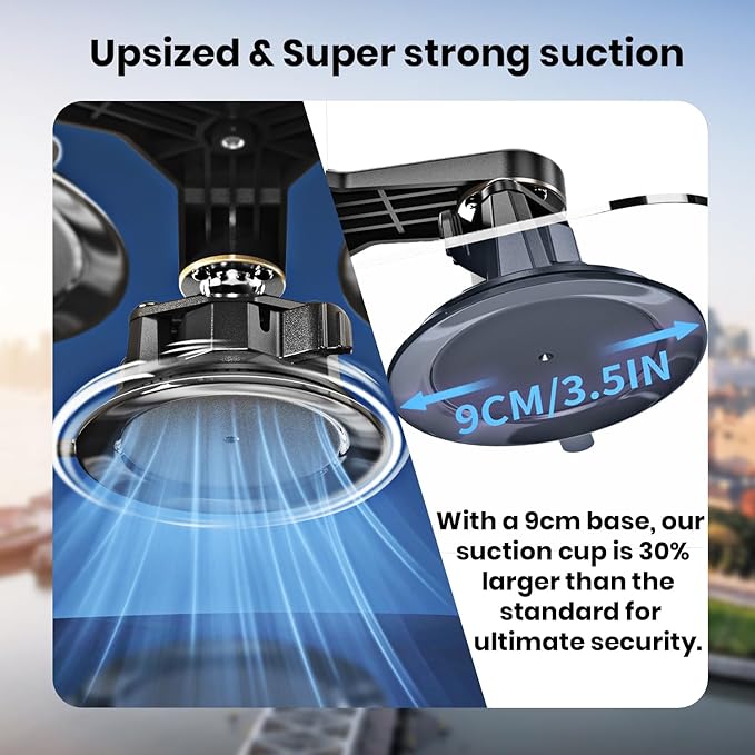 Thlevel Suction Car Mount for GoPro/Insta360/DJI | Aluminum Alloy Extendable Selfie Stick with Multi-Joint Flexible Arm | Upsized Strong Suction Mount Kit Includes Tripod Adapter