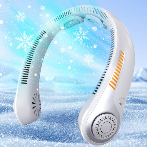 EYERZ Portable Neck Fan - Rechargeable Personal Fan with Neck Support, 5-Speed Quiet Lightweight Long Lasting Neck Fan, Fathers Day, Mothers Day Gifts, Full Surround Cooling for Travel, Hot Flashes