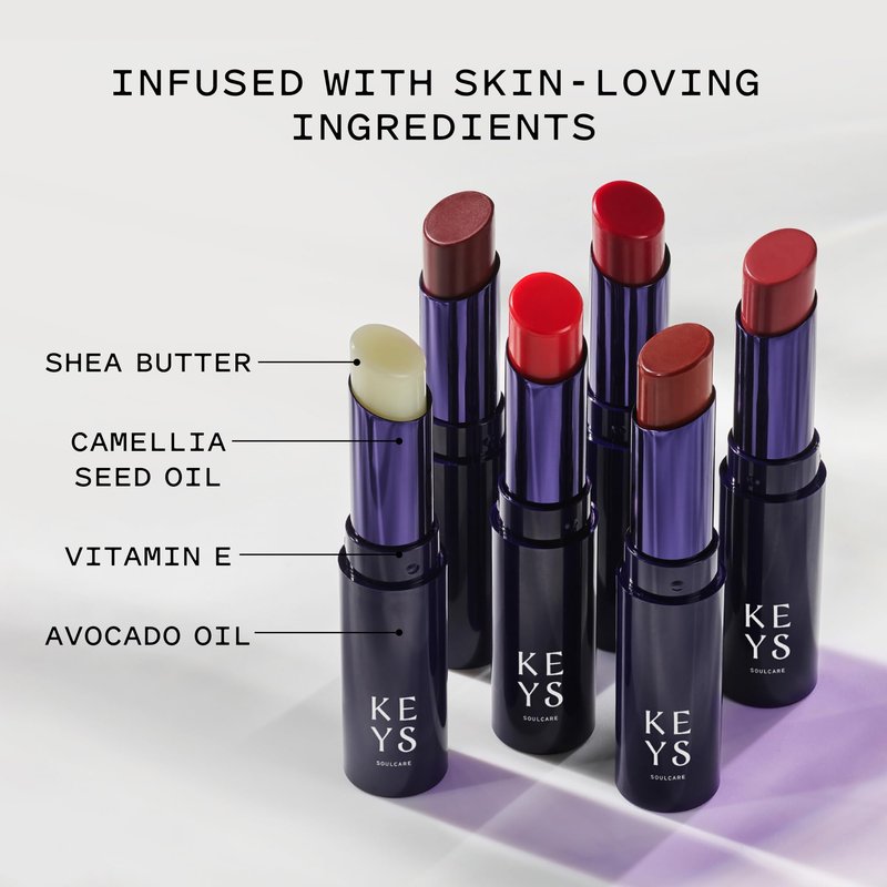 Keys Soulcare Soulful Kiss Tinted Lip Balm Set with Avocado Oil, Moisturizes & Softens, Sheer Color, Silky Formula, Cruelty-Free, 3-Pack, 0.1 Oz