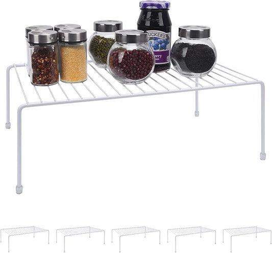 Large (16.1 x 10.2 Inch) Cabinet Storage Shelf Rack, Shelves，Kitchen Counter and Cabinet Shelf, Storage Rack Organizer for Kitchen, Fridge, Cabinet, Bathroom Cupboard (White, 6)