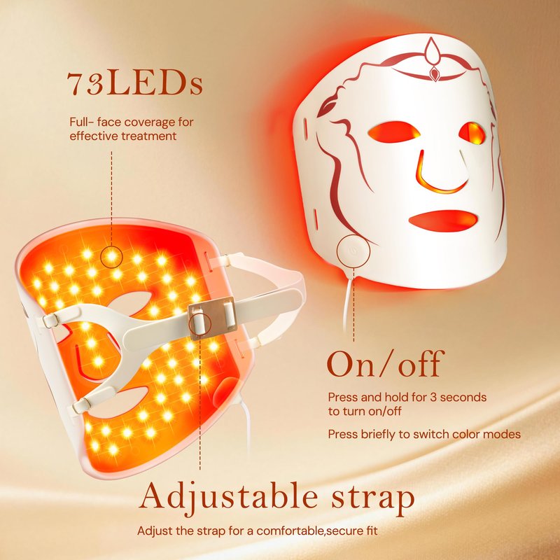 SMOOTHPRO Red Light therapy Mask for Face Wrinkles,Silicone Portable Led Facial Mask Light Therapy for Full Face Even Skin Tone,Fine Lines&Wrinkles,10- Min Treatment,Wired