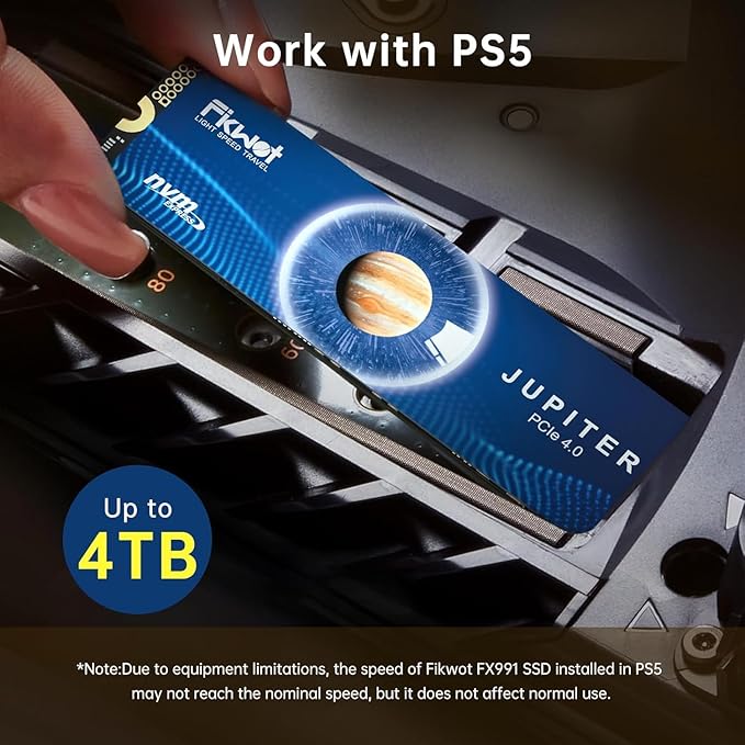 Fikwot FX991 M.2 SSD 2TB NVMe SSD M2 2280 PCIe Gen 4x4, Read Up to 7100MB/s, Internal Solid State Drive for PS5 Laptop Desktop 3D QLC NAND