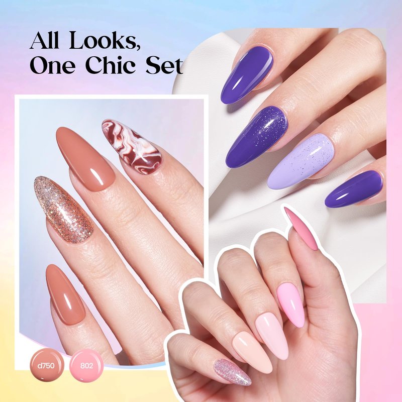beetles Gel Polish Shifting Lights - Gel Nail Polish Set Brown Burgundy Red Black White Green Purple Glitter 36 Colors with Base Coat Glossy Matte Glitter Top Coat UV LED Soak Off Gift for Women